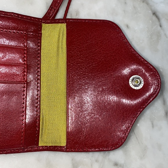 HOBO Int Red Glazed Leather String Wallet EUC - Picture 10 of 12